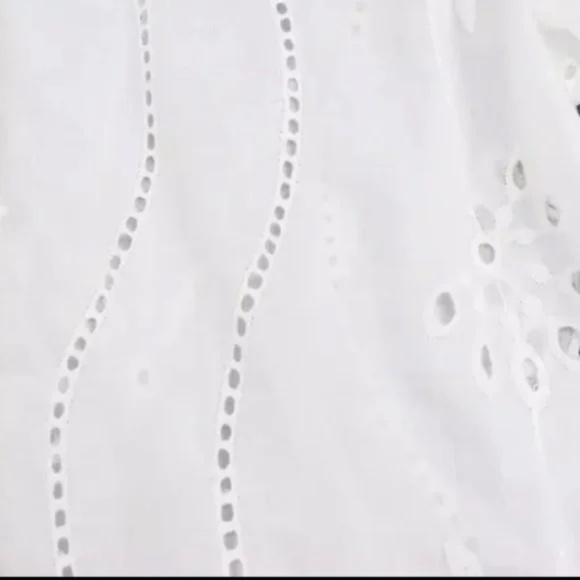 SOLD OUT White Boho Floral Eyelet Button Up Blouse - Picture 15 of 15